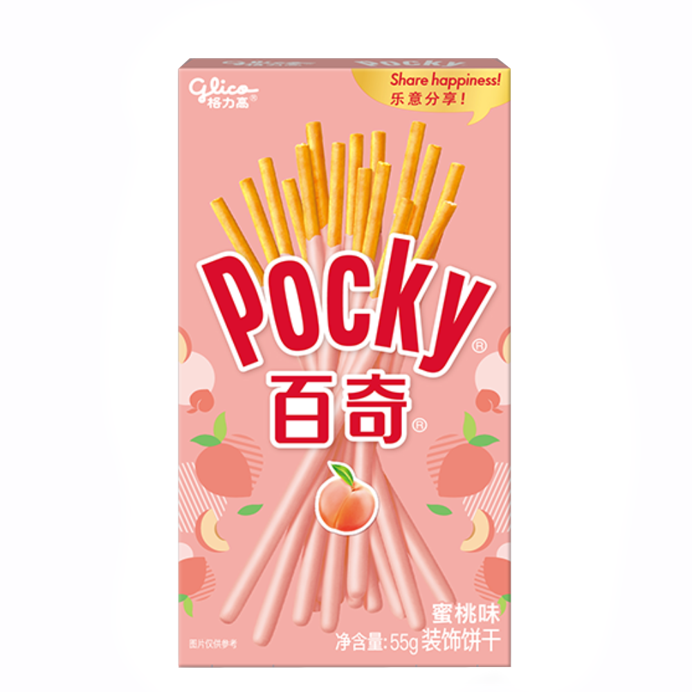 Sticksuri Pocky, aroma de piersici, Glico, 55g Sticksuri Pocky, aroma de piersici, Glico, 55g