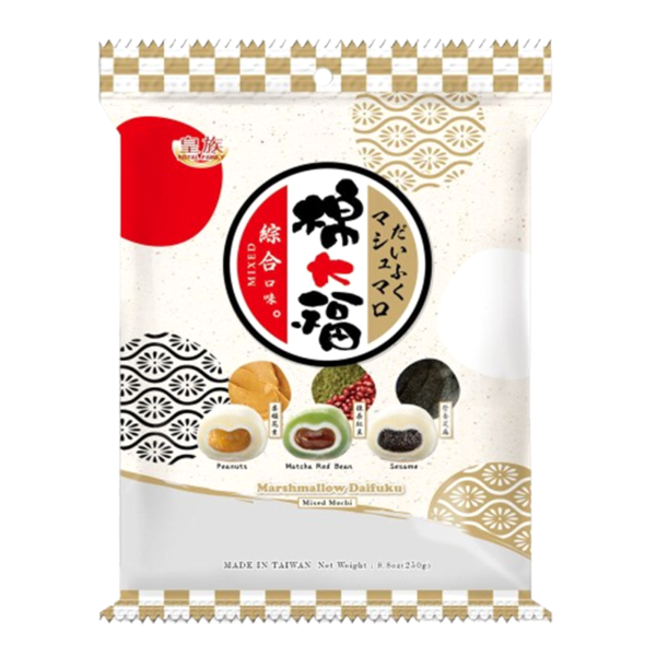 Prajituri Mochi asortate, cu arahide, matcha si susan, 250g, Royal Family