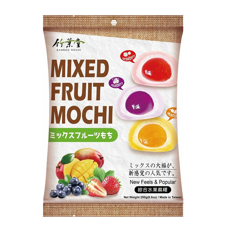 Prajituri Mochi asortate, cu capsuni, afine si mango, 250g, Bamboo House Prajituri Mochi asortate, cu capsuni, afine si mango, 250g, Bamboo House